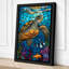 Turtle in Stained Glass Coastal - Wrapped Canvas-632274008-632274011