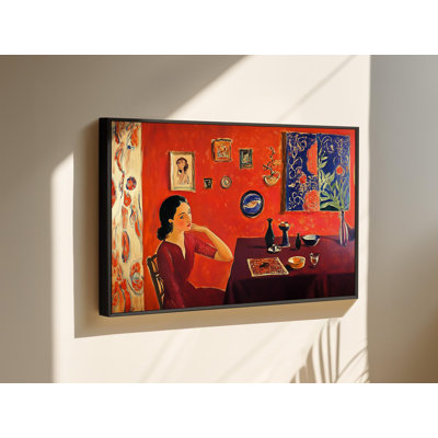 The Red Studio Art Print - reproduction abstraite de peinture à l'huile abstraite, décoration murale moderne Mid-Century pour le salon ou la galerie