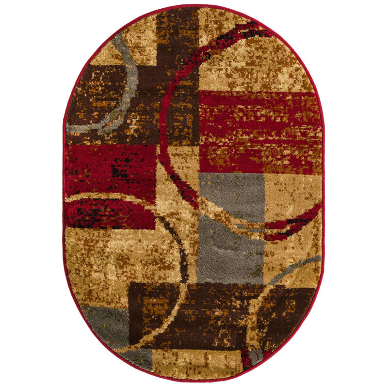 Adetomiwa Geometric Multi Area Rug, Oval 2'2" x 3'