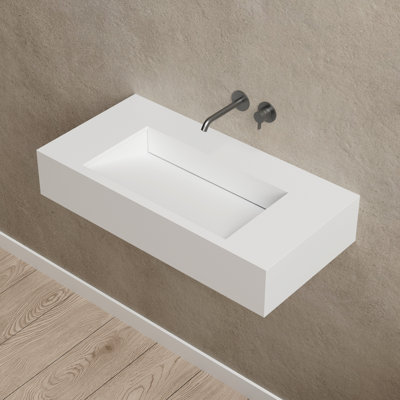 Lavabo mural rectangulaire à surface solide 31,5 po x 16 po MonBlari