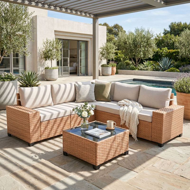 Ensemble de conversation pour patio pour 5 personnes avec coussins