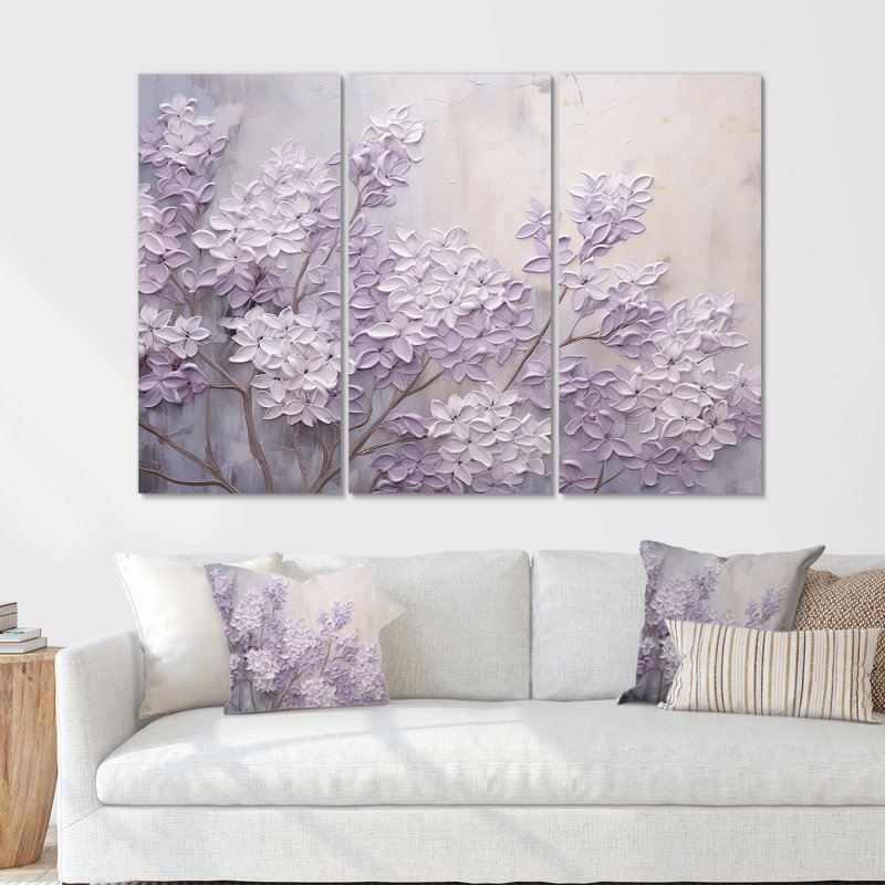 Ensemble d'art sur toile Kalvin - Lilas, H 28 po x l 36 po x P 1 po, Toile tendue