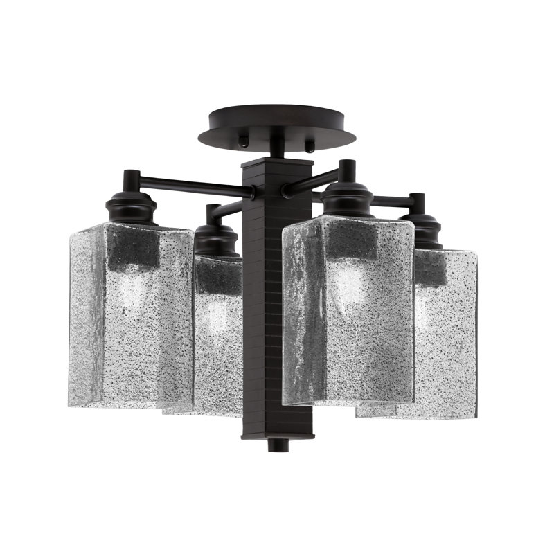 Edge 4 Light Semi-Flush Shown With Bubble Glass, Espresso, Smoke