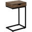 Table d'appoint avec tiroir de rangement, stratifié brun et métal noir, idéale pour les espaces de vie modernes et fonctionnels, et convenant également à une chambre.