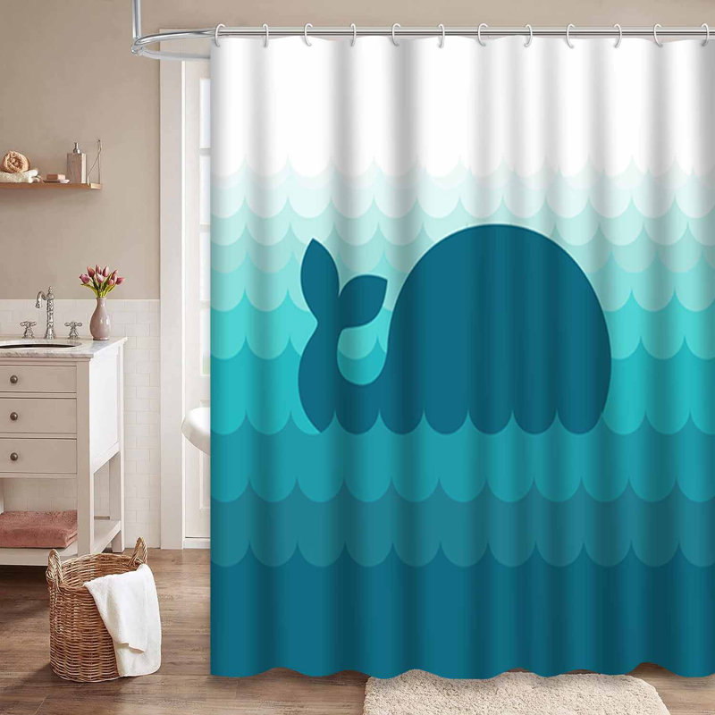 Rideau de douche imperméable à l'eau avec 12 crochets Blue Wave, L 72 po x l 78 po