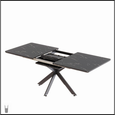 Extendable Dining Table Set For 6-8 People With C-Shaped Tube Soft Padded Armless Chairs And Large Table, Perfect For Family Gatherings And Social Events.