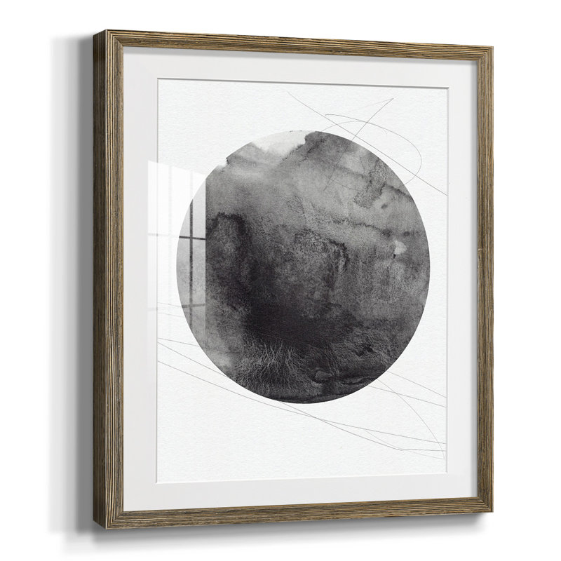 Graphite Moon I, reproduction encadrée de qualité supérieure - prête à être accrochée, Blanc, H 20 po x l 16 po