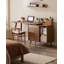 Bureau télescopique en L en bois massif avec armoire de rangement-734586216
