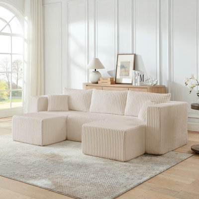 Canapé modulaire compact en velours côtelé compact avec un style minimaliste moderne