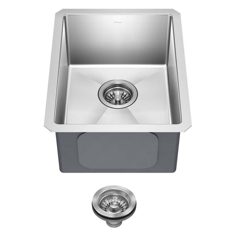 Évier de cuisine en acier inoxydable KRAUS Standart Pro, H 10 po x l 18 po x L 14 po, Bol simple