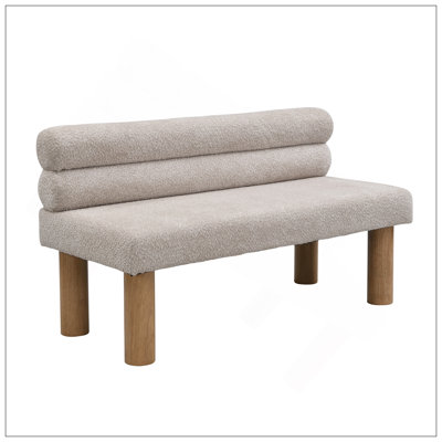 Banc de salle à manger rembourré, bout de lit, banc d'entrée, repose-pieds Boucle pour salle à manger, chambre à coucher, salon, pieds en bois d'hévéa