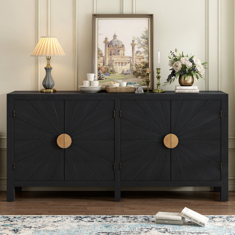 Caractéristiques uniques de l'armoire en placage de frêne avec portes d'armoire rayonnantes, Noir