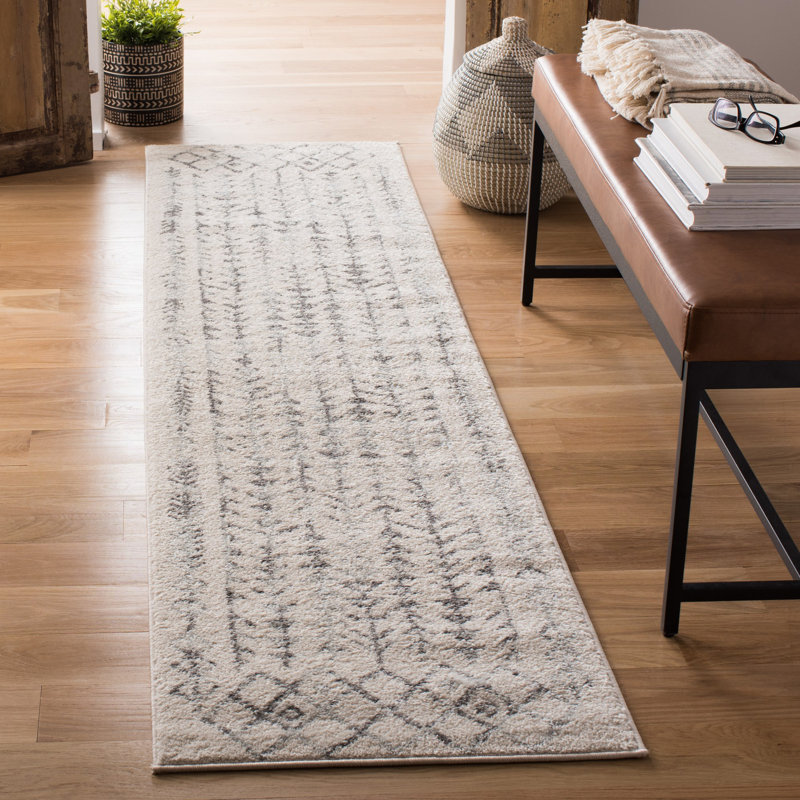 Tapis ivoire / gris Renninger Southwestern, Tapis de couloir 2 pi x 9 pi