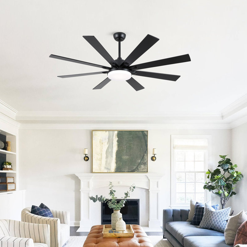 62 Inch Ceiling Fans with Lights and Remote, Black