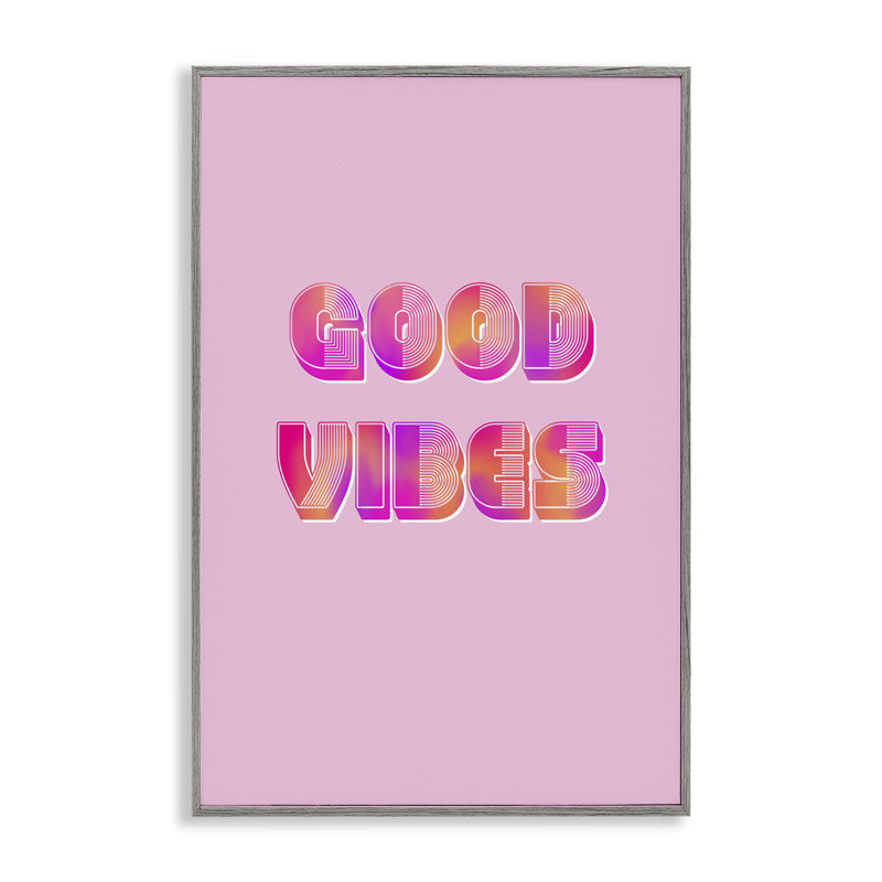 Rose et orange rétro Good Vibes, giclée encadrée, design par Pooja Dave, Estampe numérique Farmhouse, H 18 po x l 12 po