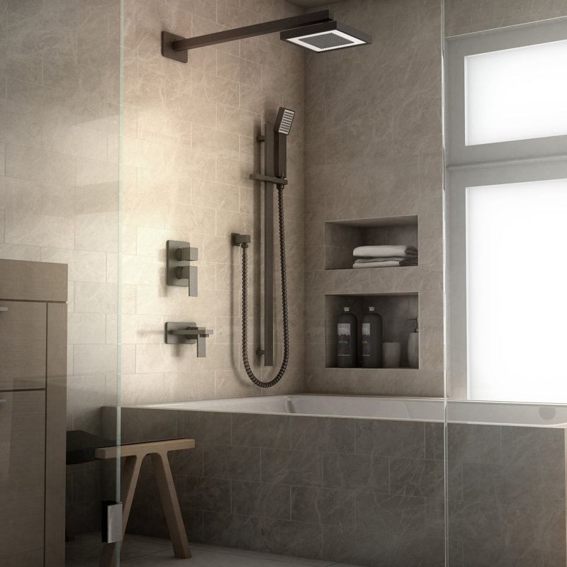 Bliss Complete Shower System with Rough-in Valve, Matte Black