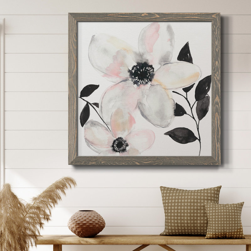 «Black & Blush Anemone II», art mural sur toile, H 20 po x l 20 po x P 1,5 po, Gris