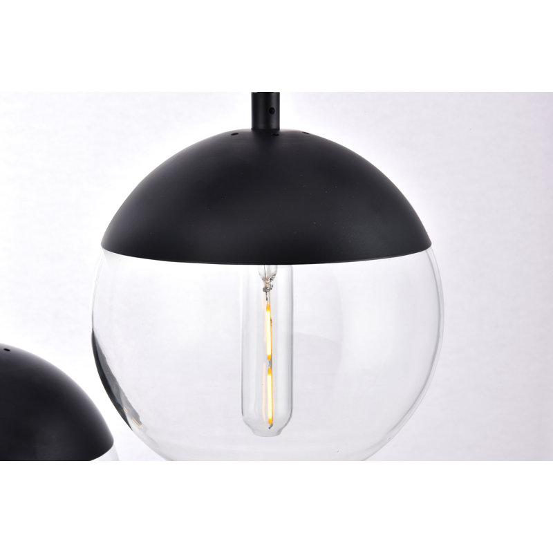 Luminaire suspendu en sphères groupées à 5 lumières Yearby, Noir, Transparent, 3 lumières