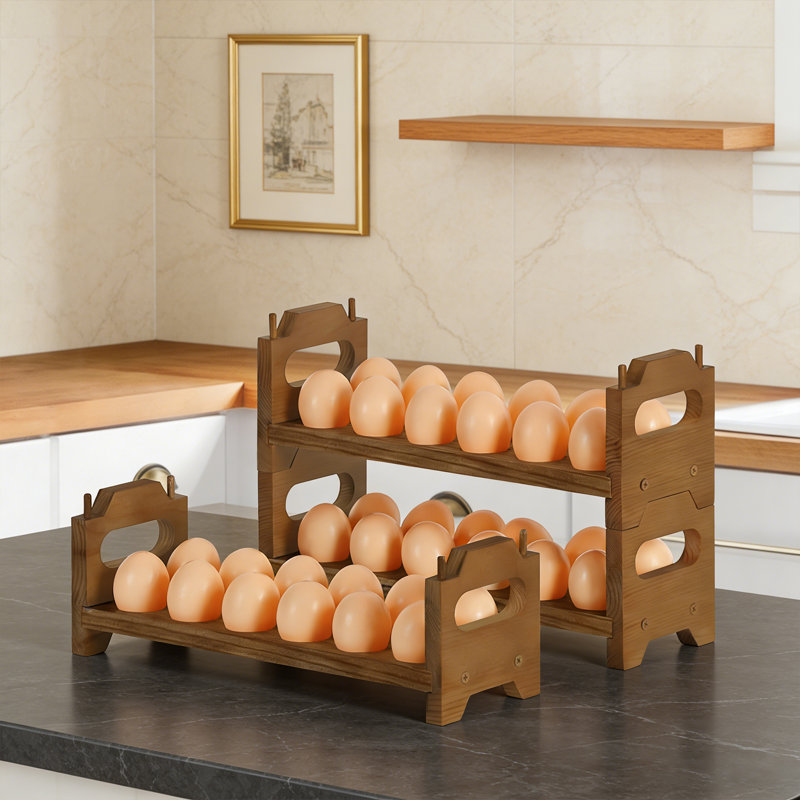 3-Tier Wooden Egg Holder - Brown
