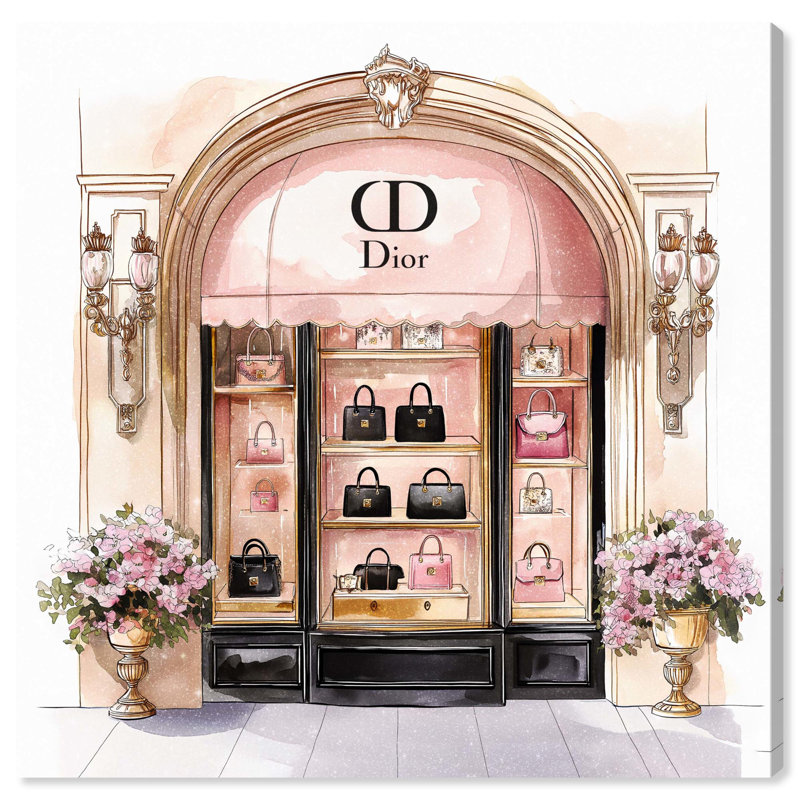 Illustration de mode sur toile Classy Purse Store Art par Art Remedy, H 12 po x l 12 po x P 1,5 po, Toile tendue