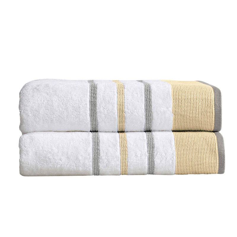 Deanthony Luxury Cotton Decorative, Gold/Grey, Bath Sheets - 2 Pack