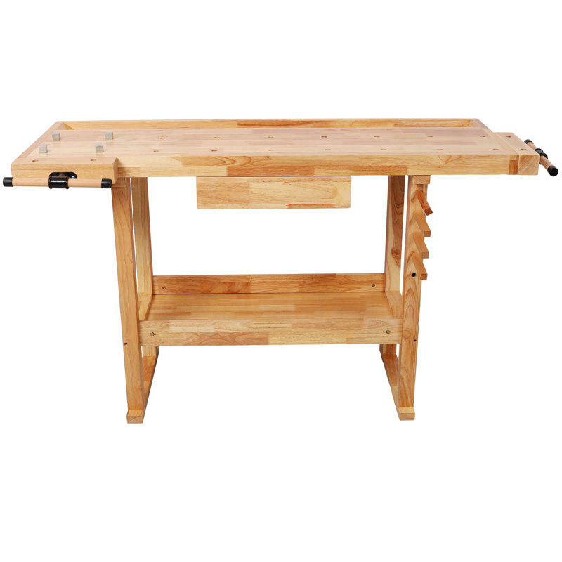 Établi en bois 55 po avec poignée réglable et rangement, capacité de charge de 300 lb