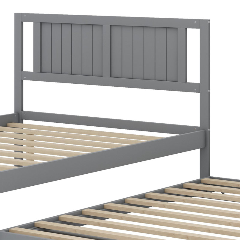 Lit plateforme avec lit gigogne réglable, gris