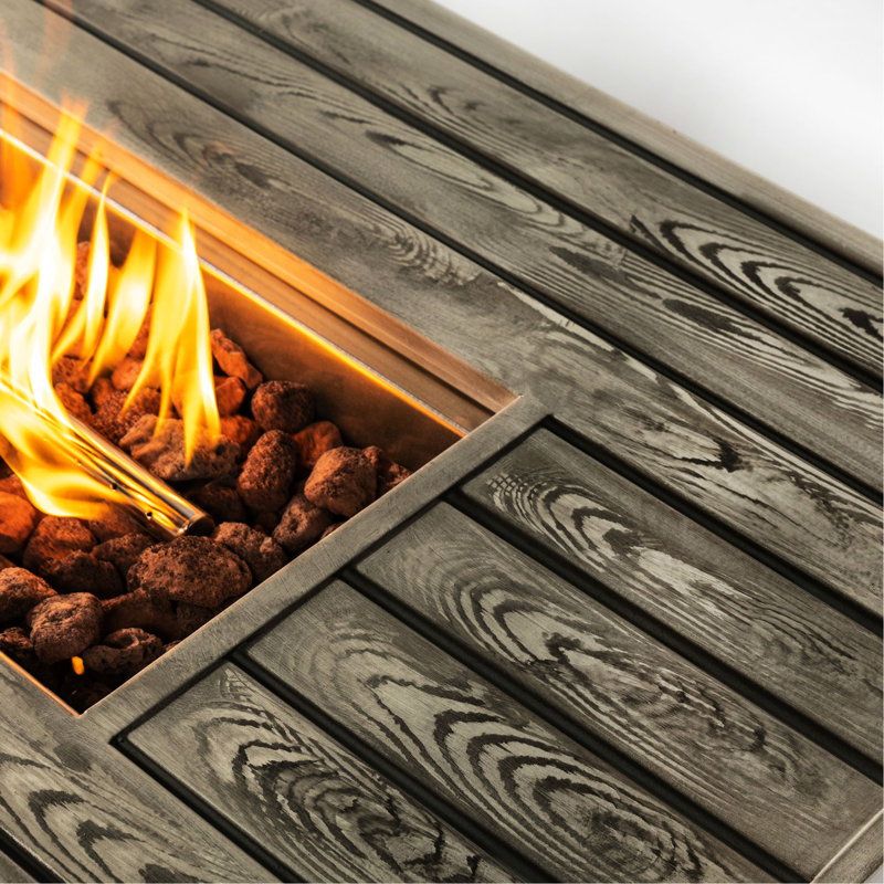 Table de feu en acier de 54 pouces avec housse de pluie incluse et allumeur électronique à profondeur de bol 2,2 pouces au propane Lava Rocks