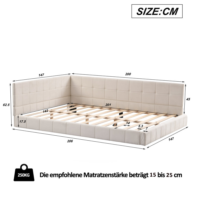 Barkha Upholstered Bed, Beige