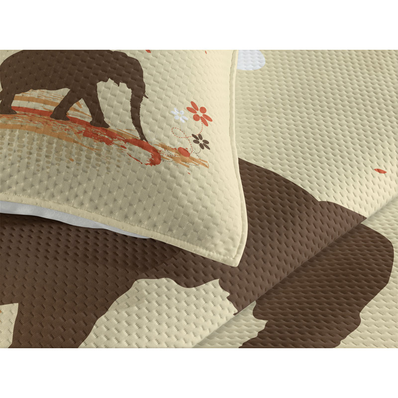 Elephant Eclectic Polyester Coverlet, King Bedspread + 2 Shams