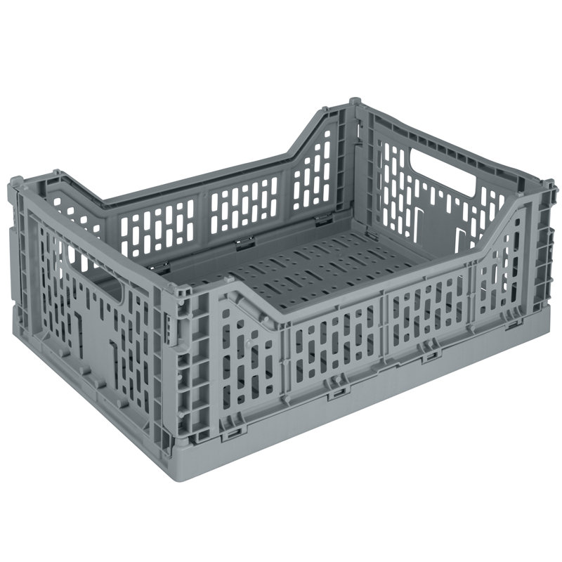 Caisse en plastique, gris, H 5,71 po x l 15,75 po x P 11,81 po