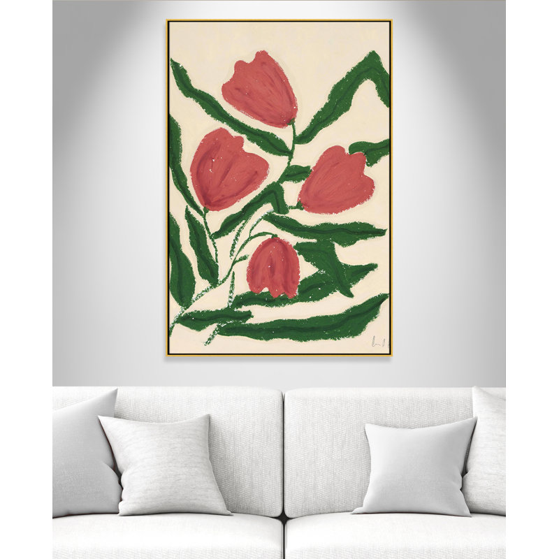 «Colette Red Tulips Print» par Camilla Bergqvist, Doré, H 61,5 po x l 41,5 po