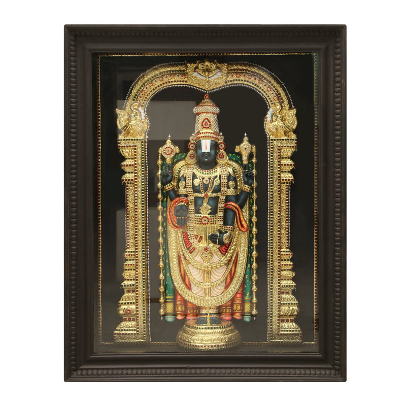 Peinture de 45 "avec feuille d'or de Lord Venkateshwara Tanjore | Art par Akila Arts