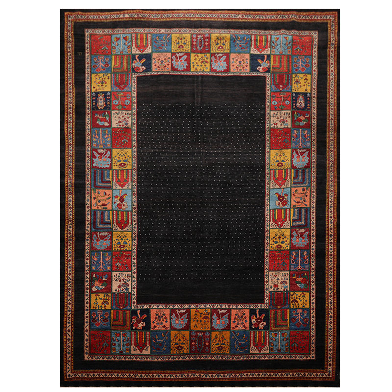 Tapis de zone en laine 8 pi x 11 po à la main one-of-kind noué la gabbeh Temelec