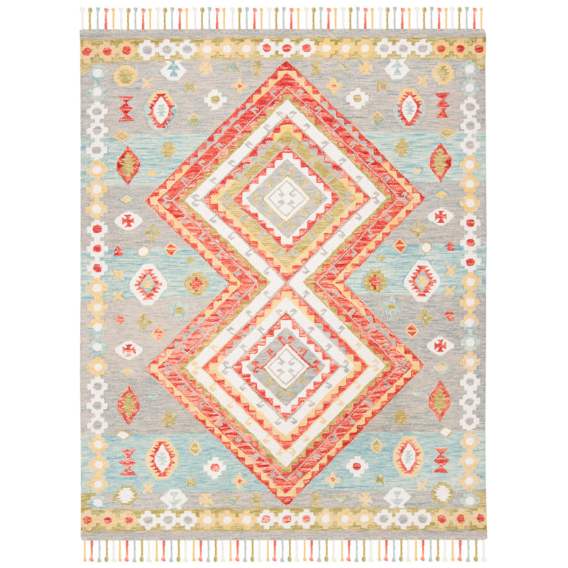 Vahakn Hand Tufted Wool Southwestern Rug, Rectangle 8' x 10'
