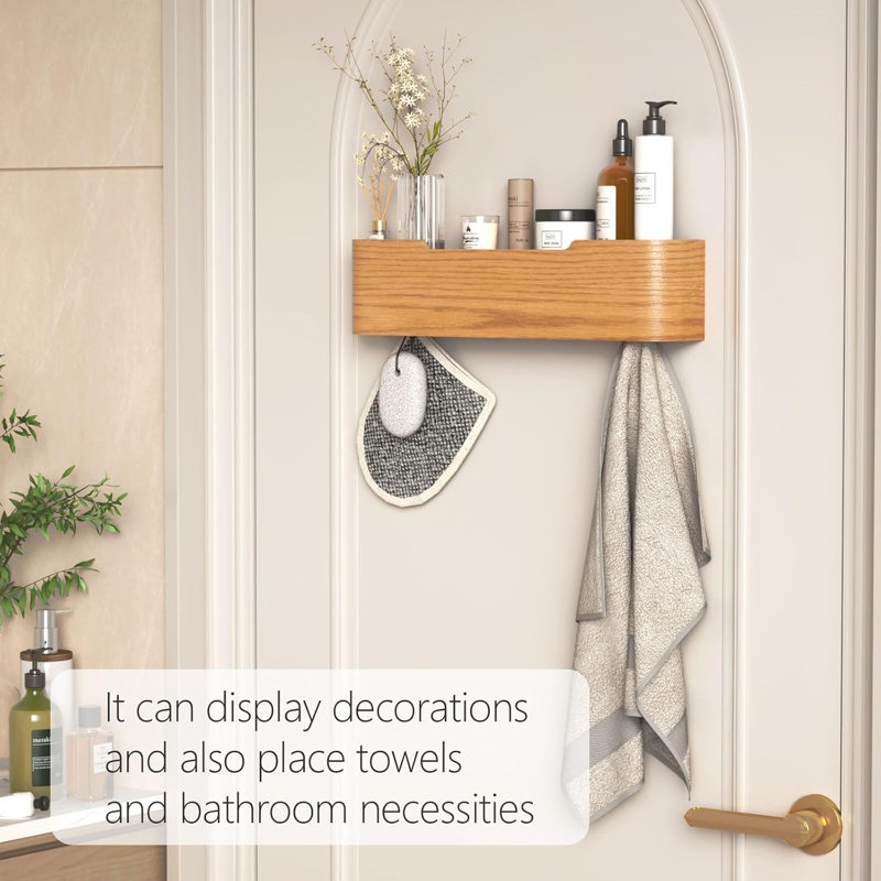 Modern Wood Coat Rack with Hidden Hooks and Entryway Hanging Shelf for Bedroom, Kitchen, Hallway, and Bathroom