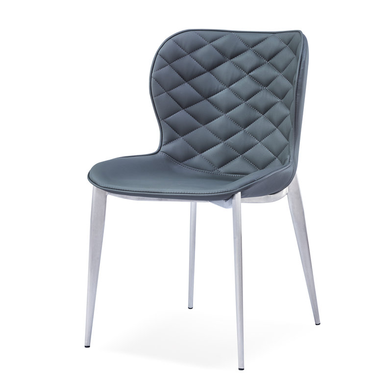 Stacia 18'' H Upholstered Metal Side Chair, Gray, Stainless Steel