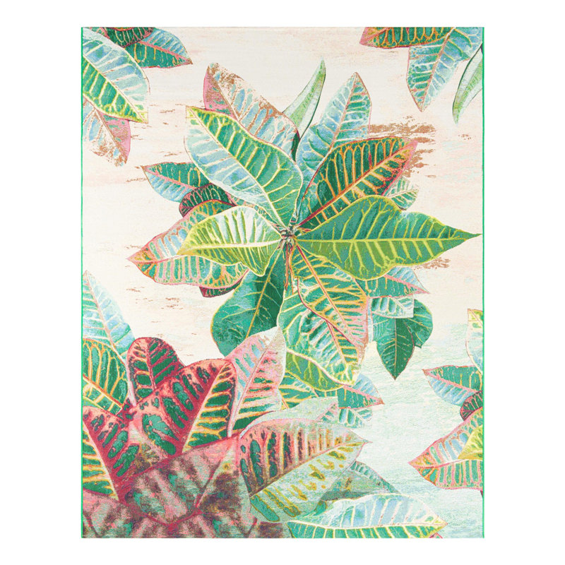 Firman Washable Floral Indoor / Outdoor Rug, Rectangle 7'10" x 10'