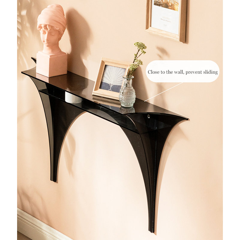 Contemporary Wall Shelf Console with Artistic Arch Silhouette, 23.62" H x 39.37" W x 7.87" D, Black