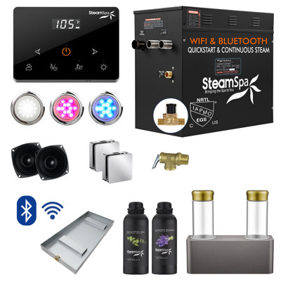 Black Series 10.5KW Steam Bath Generator With Wireless Remote, BLUETOOTH, WIFI, And Dual Aroma Pump