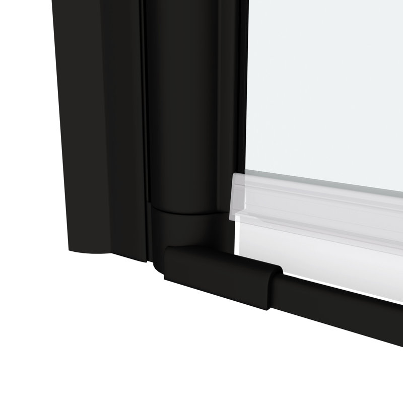 1 3/8" Adjustable Shower Door With Matte Black Finish And Universal Pivot. 1/4" Tempered Glass, 36000 Open/Close Tests, Leakage, Easy Install, , For 28-29 3/8 Adjustment Clear Fits