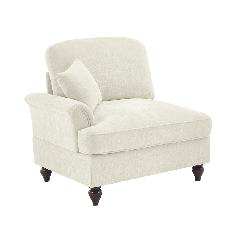 Chenille beige et blanche avec 1 oreiller - volants amovibles pour différentes apparences, dossier segmenté confortable, rembourrage en mousse haute densité, coussin incurvé et chenille ornée d'argent