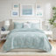 Ensemble de courtepointe brodée réversible en coton 4 pièces avec coussin décoratif turquoise-130419134-130419135