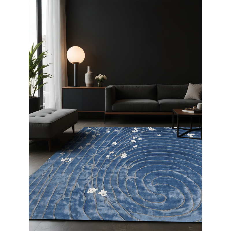 Tapis gris soyeux et moelleux, Carré 7 pi