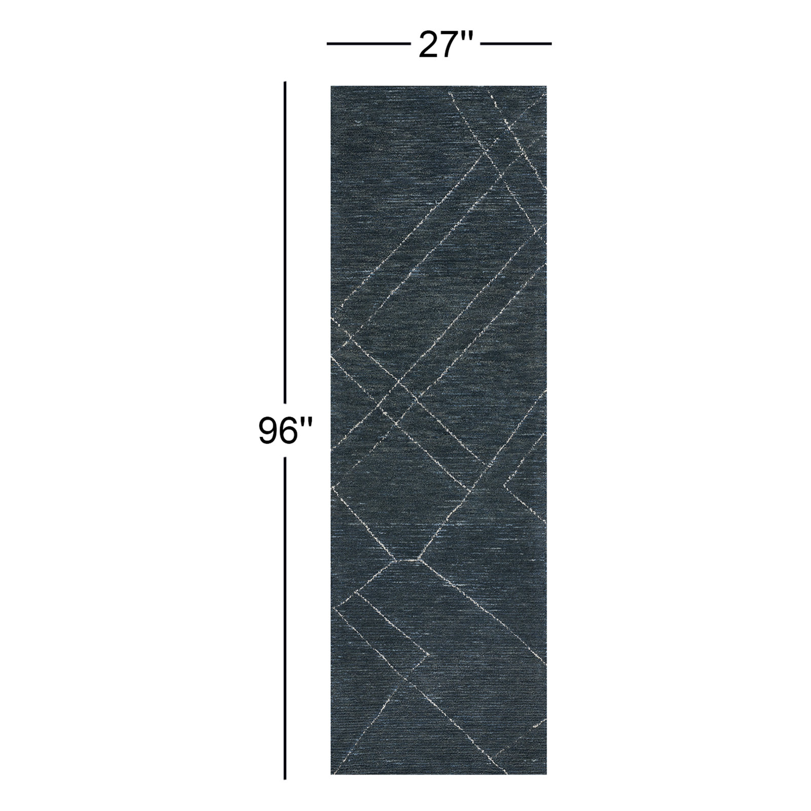 Hand Tufted Wool Blue Rug, Runner 2'3" x 8'