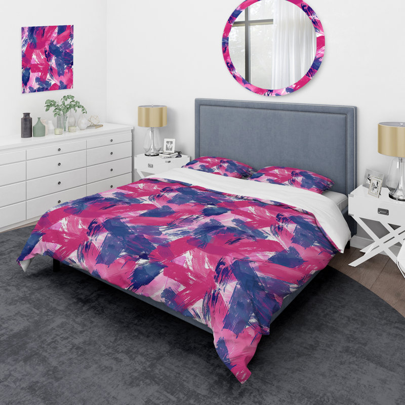 Ensemble de housse de couette moderne rose et violet, Housse de couette très grand et 2 très grandes t