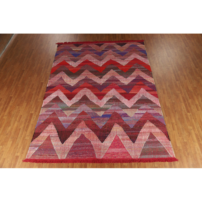 Tapis turc moderne à motif de chevrons 9 x 13