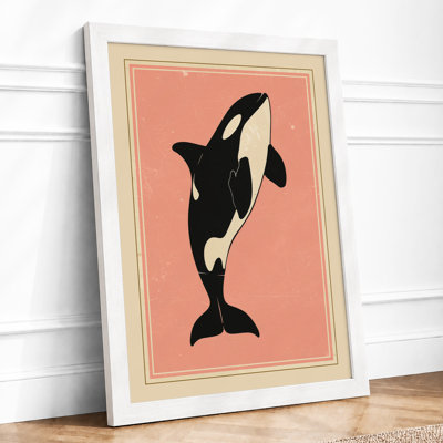 Leaping Orca Mid-Century - Framed Print