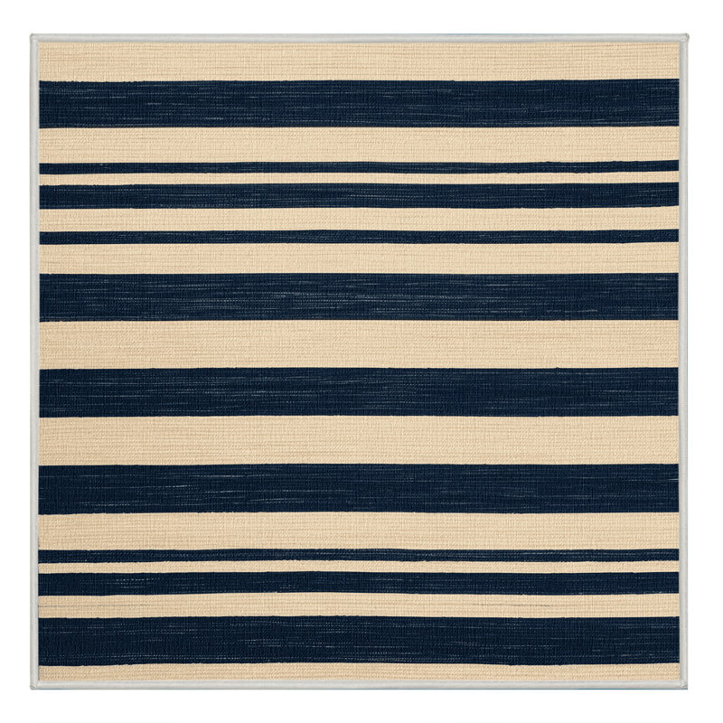 Tapis beige à rayures horizontales lavable à la machine, Carré 3 pi