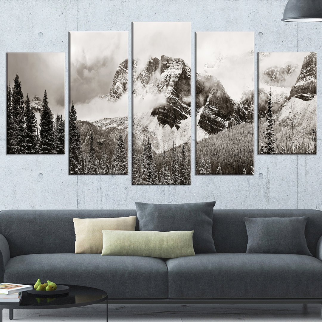 " Snow Capped Hills And Bow Lake " 5 - Pieces Design Art